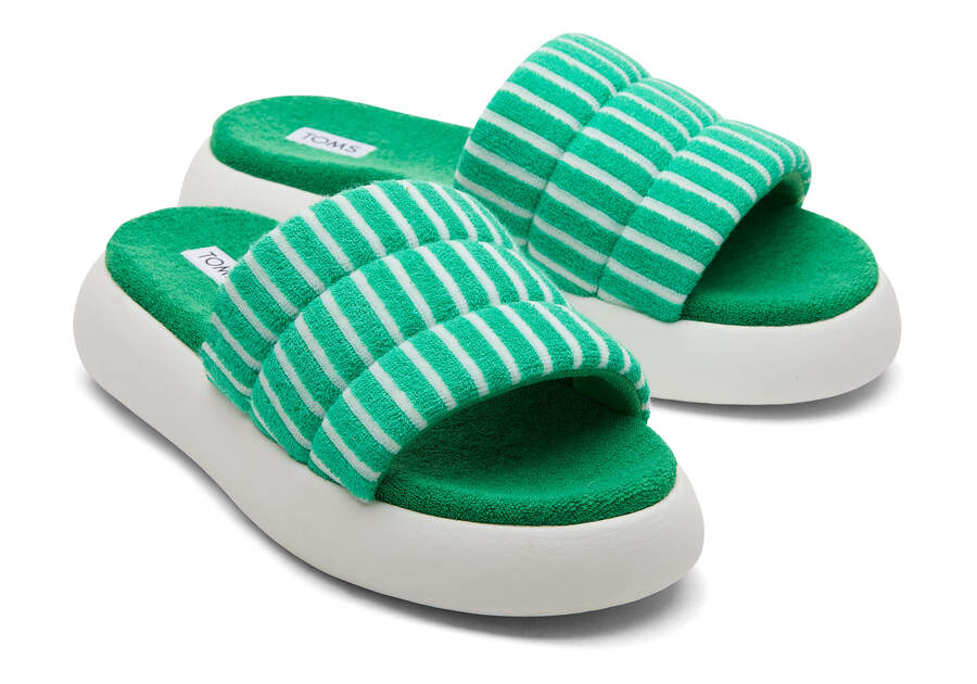 Sandalias Toms Mallow Chanclas Terry Mujer Verde Argentina | AR963-313