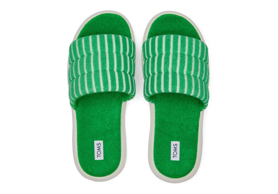 Sandalias Toms Mallow Chanclas Terry Mujer Verde Argentina | AR963-313