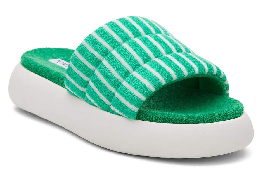 Sandalias Toms Mallow Chanclas Terry Mujer Verde Argentina | AR963-313