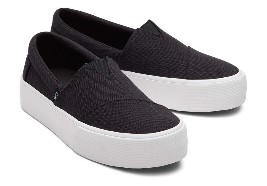 Slip On Toms Fenix Plataforma Mujer Negras Argentina | AR104-434