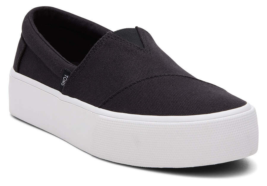 Slip On Toms Fenix Plataforma Mujer Negras Argentina | AR104-434