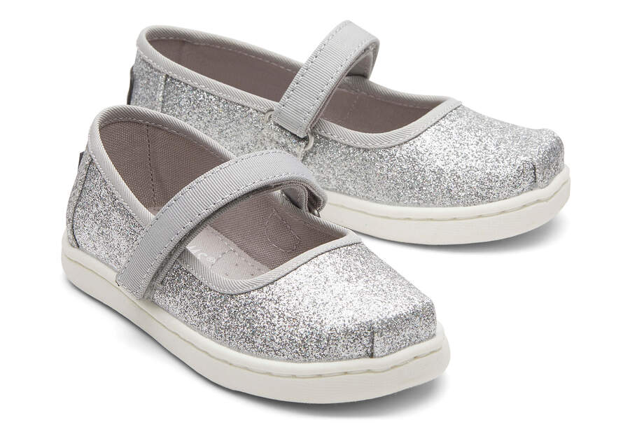 Slip On Toms Tiny Mary Jane Niños Plateadas Argentina | AR744-797