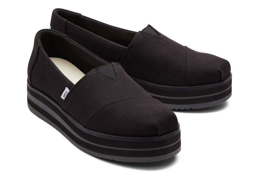 Zapatos Plataforma Toms Alpargata Midform Alpargata Mujer Negras Argentina | AR202-742