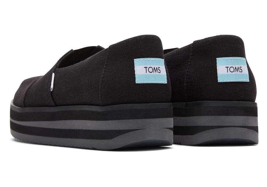 Zapatos Plataforma Toms Alpargata Midform Alpargata Mujer Negras Argentina | AR202-742