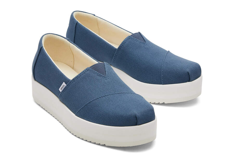 Zapatos Plataforma Toms Alpargata Midform Alpargata Mujer Azul Marino Argentina | AR503-120