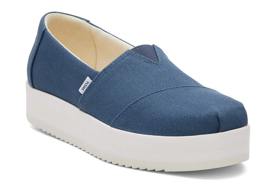 Zapatos Plataforma Toms Alpargata Midform Alpargata Mujer Azul Marino Argentina | AR503-120