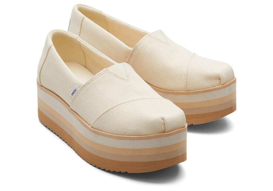 Zapatos Plataforma Toms Alpargata Plataforma Alpargata Mujer Creme Argentina | AR078-125