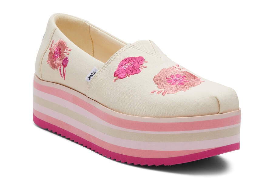 Zapatos Plataforma Toms Alpargata Plataforma Alpargata Mujer Rosas Argentina | AR110-558