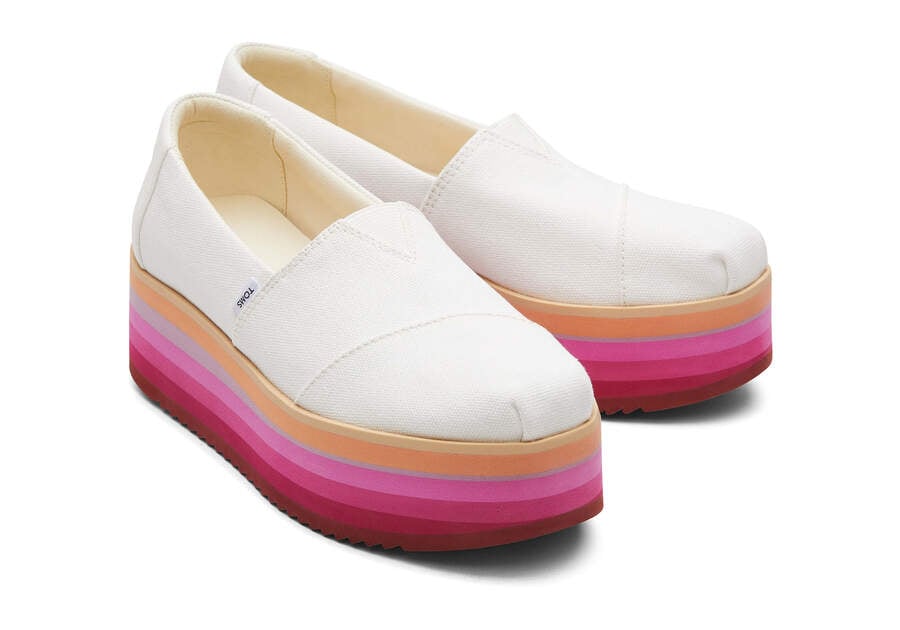 Zapatos Plataforma Toms Alpargata Plataforma Alpargata Mujer Blancas Rosas Argentina | AR132-283