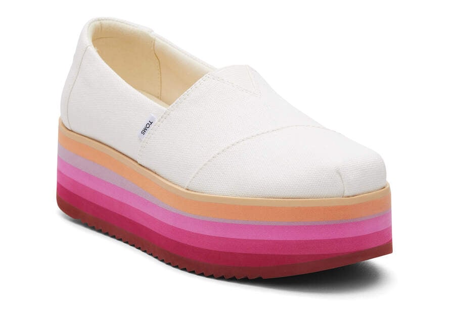 Zapatos Plataforma Toms Alpargata Plataforma Alpargata Mujer Blancas Rosas Argentina | AR132-283