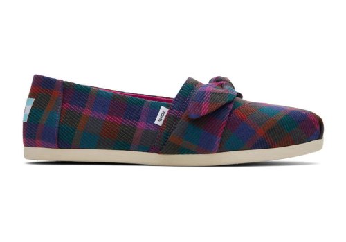 Alpargatas Toms Alpargata Plaid Bow Mujer Fucsia Oscuro Argentina | AR942-376