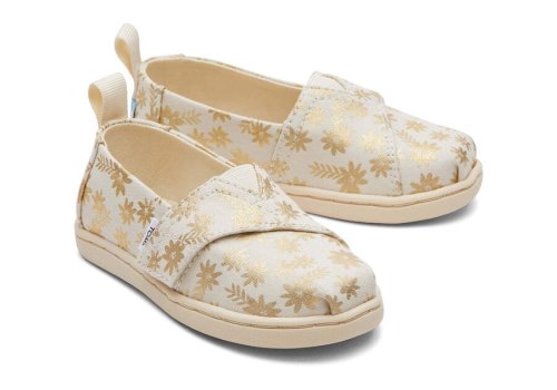 Alpargatas Toms Tiny Alpargata Gold Foil Floral Blooms Niños Beige Doradas Argentina | AR447-610